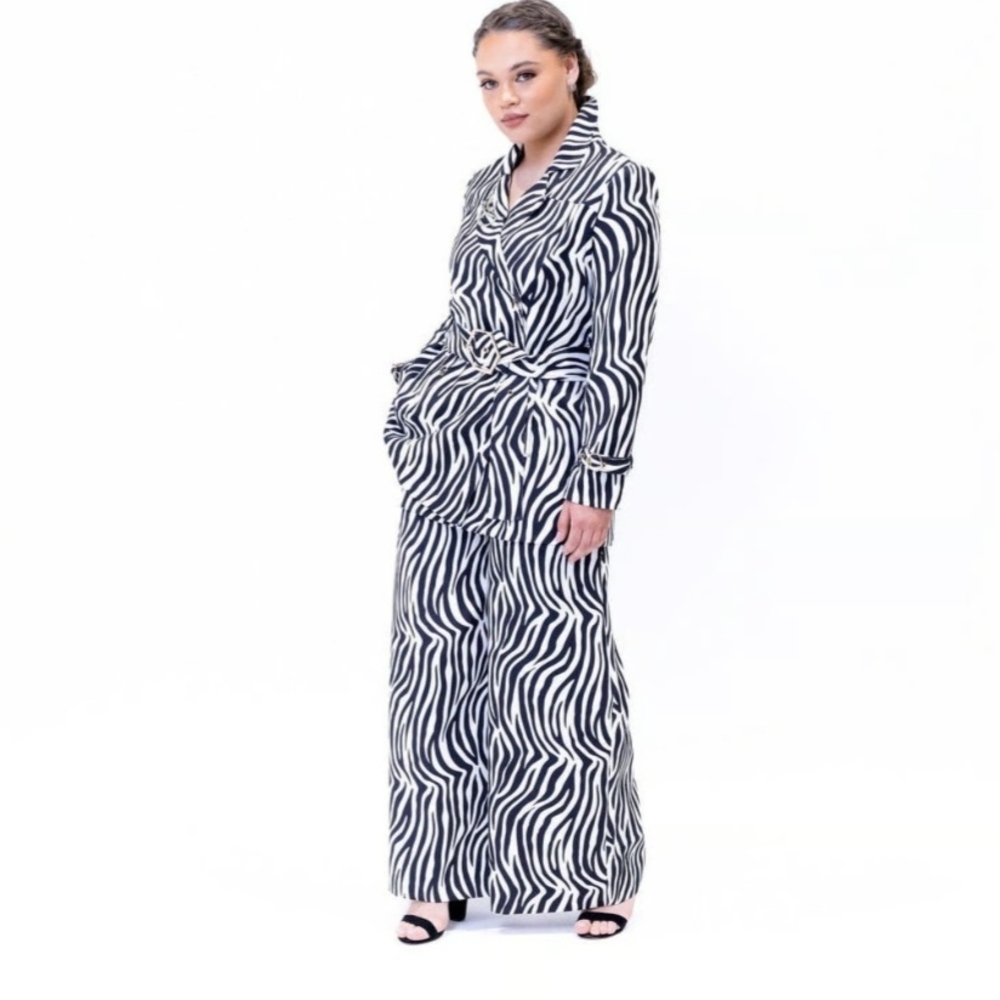 Sassy Jones Savannah Zebra  Blazer And Pants Set
